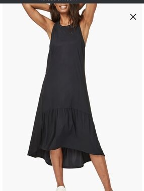 Sweaty Betty Explorer Ace Racerback High Low Ruffle Midi Dress Black S